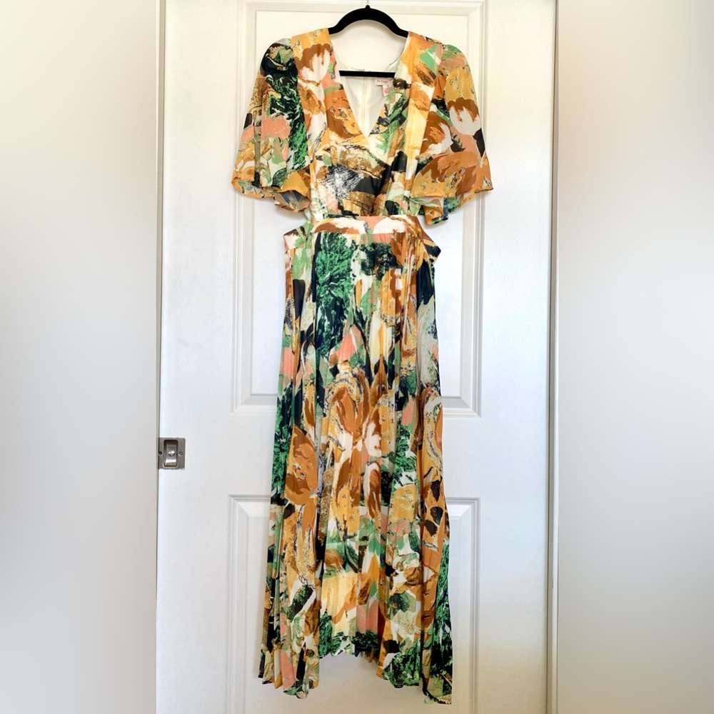 Flying Tomato Abstract Midi Dress with Side Cut-Outs Size Medium